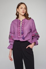 Жіноча лляна вишита блуза Purple UKR-5235, XL
