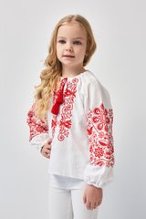 Вышиванка для девочки "Орнамент" с красной вышивкой (mrg-rd211-8888), 104, бязь