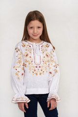 Вишита блуза для дівчинки White UKR-0312, 152, льон