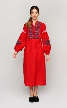 Жіноча вишита сукня Red UKR-4197, XL, льон