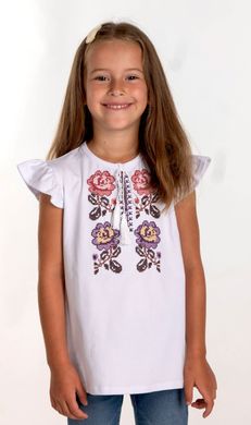 Вышитая футболка для девочки (FM-6015), 152, хлопок
