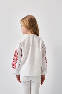 Вышиванка для девочки "Орнамент" с красной вышивкой (mrg-rd211-8888), 104, бязь