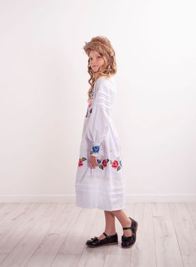 Вышитое белое платье для девочки Колорит роз (PLd-110-072-О), 152