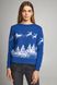 Різдвяний жіночий синій светр з Дідом Морозом та оленями (UKRS-8844), XS, шерсть, акрил