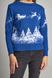 Рождественский женский синий свитер с Дедом Морозом и оленями (UKRS-8844), XS, шерсть, акрил
