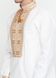 Комфортна, вишита гладдю, біла сорочка із льону зі світло-коричньовим візерунком для чоловіків (chsv-13-07), 40, льон