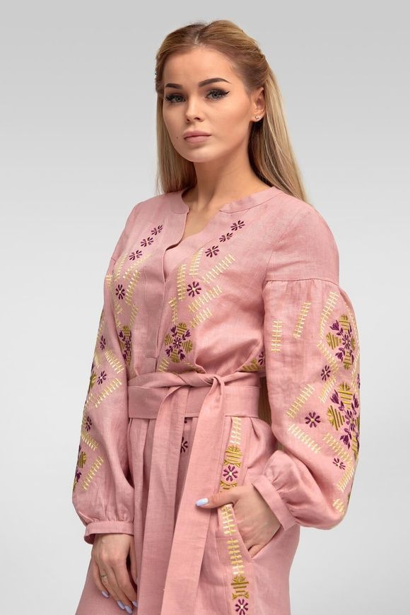 Жіноча вишита сукня Amaranth Pink UKR-4177, M, льон