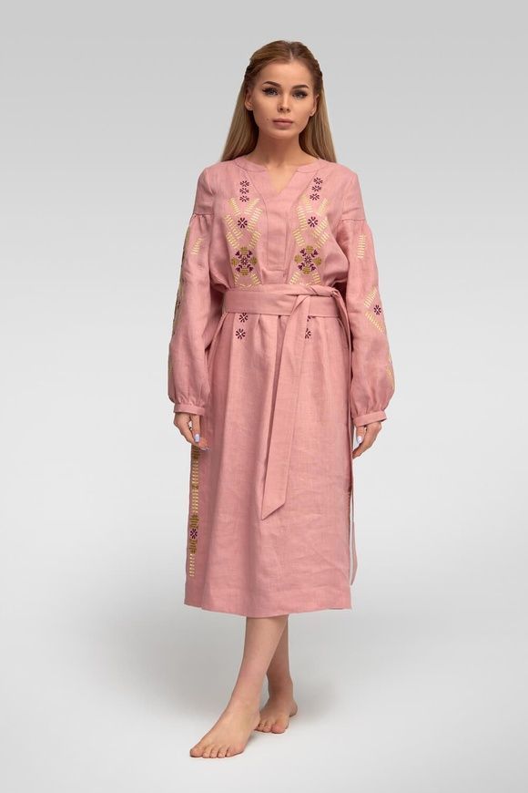 Жіноча вишита сукня Amaranth Pink UKR-4177, M, льон