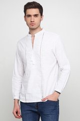 Гарна чоловіча сорочка біла з довгими рукавами (М-424-15), 46, льон, бавовна