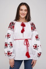 Женская вышитая блузка на домотканом полотне (GNM-02899), 40, лён