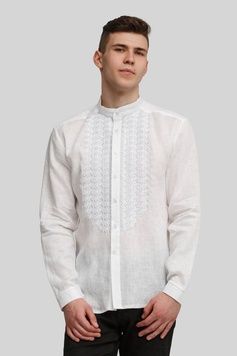 Чоловіча вишита сорочка вишиванка White 2 UKR-1172, 58, льон