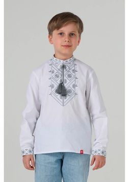 ВИШИВАНКА ДЛЯ ХЛОПЧИКА "АЛАТИР" БІЛОГО КОЛЬОРУ (SZH-6070), 104, бавовна