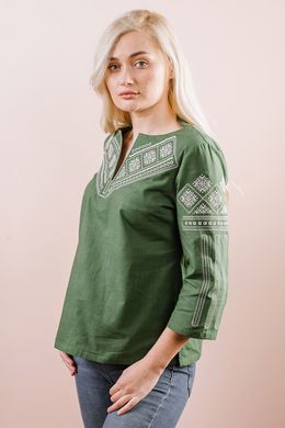 Сорочка зеленая с белой вышивкой женская (М-232-11), 44