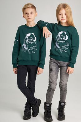 Зелені парні дитячі світшоти з Дідом Морозом (UKRS-6617), трикотаж