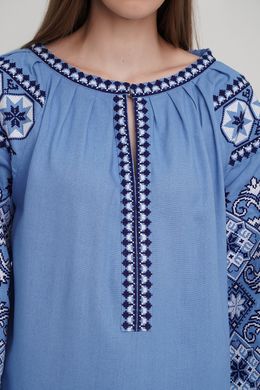 Жіноча вишиванка блакитного кольору DB-0004, S, льон