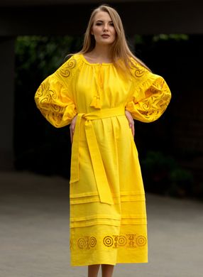 Платье “Ришелье” желтое (AM-1604), S