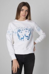 Різдвяний білий світшот для жінок з оленями (UKRS-8856), XS, трикотаж