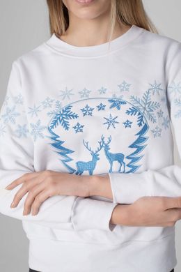 Рождественский белый свитшот для женщин с оленями (UKRS-8856), XS, трикотаж