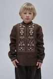 ВИШИВАНКА ДЛЯ ХЛОПЧИКА "ГУЛІ-ГУЛІ" ШОКОЛАДНОГО КОЛЬОРУ (VUT-0160), 110, льон