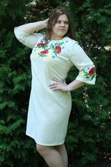 Барвиста вишита сукня "Українська чарівність" із сірої мальви для жінок - максі-розміри (PL-014-014-М), 50