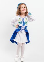 Великолепный сине-белый костюм "Васильковые мечты" с вышивкой для девочек (KSs-557-017-O), 110
