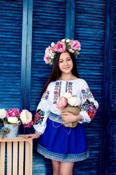 Вишиванка для дівчинки Елегантність (OS-0020), 4 роки, домоткане полотно