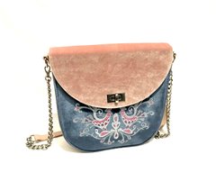 Стильна жіноча сумка “Півники ” блакитно-рожева (AM-1004)