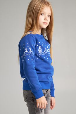 Рождественский синий свитшот с оленями для девочек (UKRS-6620), 152, трикотаж