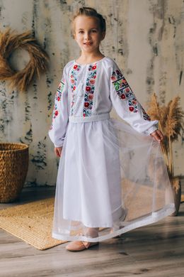 Вышитое платье с цветами для девочек (D-138-01-d), 26, домотканое полотно