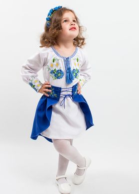 Чудовий синьо-білий костюм "Волошкові мрії" з вишивкою для дівчаток (KSs-557-017-O), 110