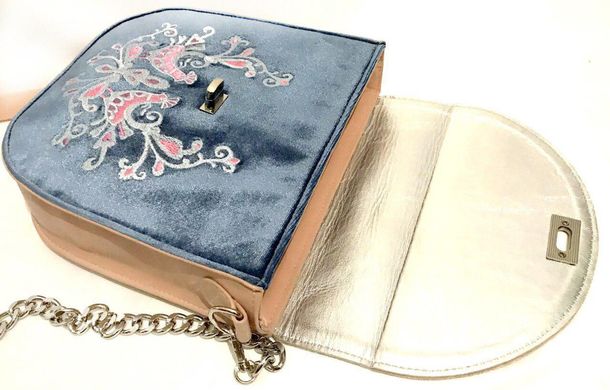 Стильна жіноча сумка “Півники ” блакитно-рожева (AM-1004)