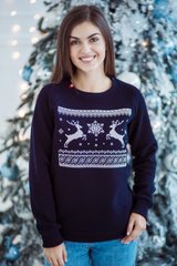Cиній светр для жінок з оленями (FM-0585), XS, бавовна