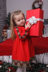 Вишита дитяча червона сукня (D-111-01-D), 26, тіар