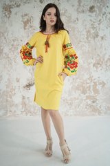 Жовта сукня Левада з вишивкою для жінок (PL-035-178-L), 42