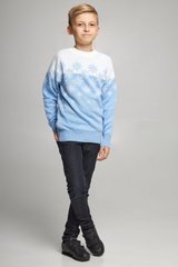 В'язаний блакитний светр Сніжинки для хлопчика (UKRS-6626), 122, шерсть, акрил