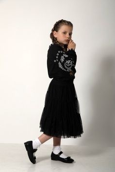 Вишиванка чорна для дівчинки Мереживні сни (BLd-334-181-L), 116, льон
