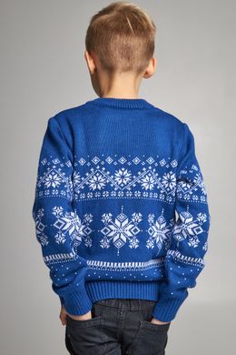 В'язаний синій з оленями светр для хлопчика (UKRS-6623), 122, шерсть, акрил
