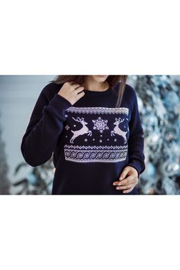 Cиній светр для жінок з оленями (FM-0585), XS, бавовна