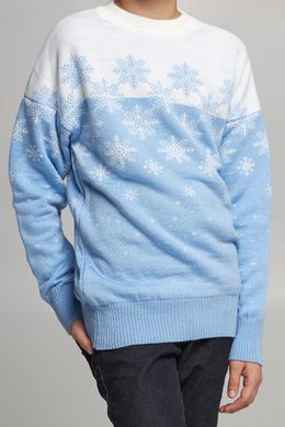 В'язаний блакитний светр Сніжинки для хлопчика (UKRS-6626), 122, шерсть, акрил