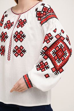 Жіноча вишиванка білого кольору «Родинна традиція» (DB-0019), S, льон