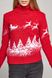 Рождественский женский красный гольф с Дедом Морозом и оленями (UKRS-8850), XS, шерсть, акрил