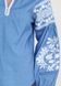 Голубая вышиванка из натурального льна с богатым украинским орнаментом для женщин (gbv-28-03), 40, домотканое полотно, лен