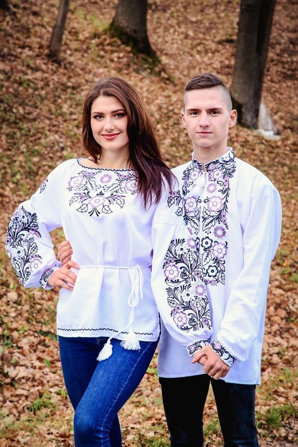 Вишукана чоловіча вишиванка з унікальним орнаментом і вишивкою безпосередньо по тканині (GNM-02180), 40, льон білого кольору