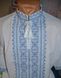 Патриотичная рубашка "Американка" из льна или полотна с вышивкой гладью жёлто-голубого цвета для мужчин (GNM-01938), 40, домотканое полотно