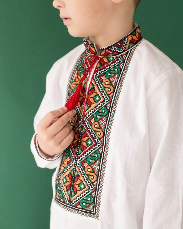 Вишиванка для хлопчика біла "Еліт" (mrg-kh035-8888), 5, бязь