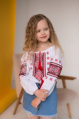 Вышиванка для девочки белая с ярким орнаментом (mrg-rd042-8888), 86, поплин