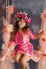 Вишите рожеве яскраве плаття Берегиня для дівчинки (OS-0025), 2 года, габардин