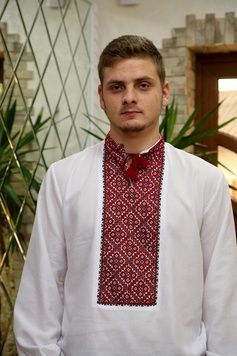 Вишиванка чоловіча класична ручної роботи Покутська (GNM-00003), 40, льон білого кольору