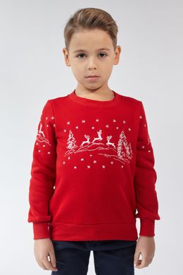 Рождественский красный свитшот для мальчиков с оленями (UKRS-6612), 110, трикотаж