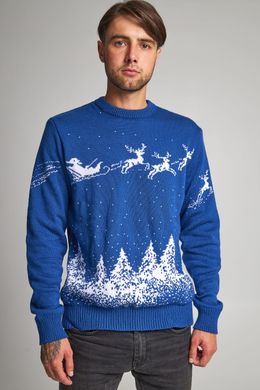 Синие парные взрослые свитера с оленями (UKRS-9943-8844), шерсть, акрил